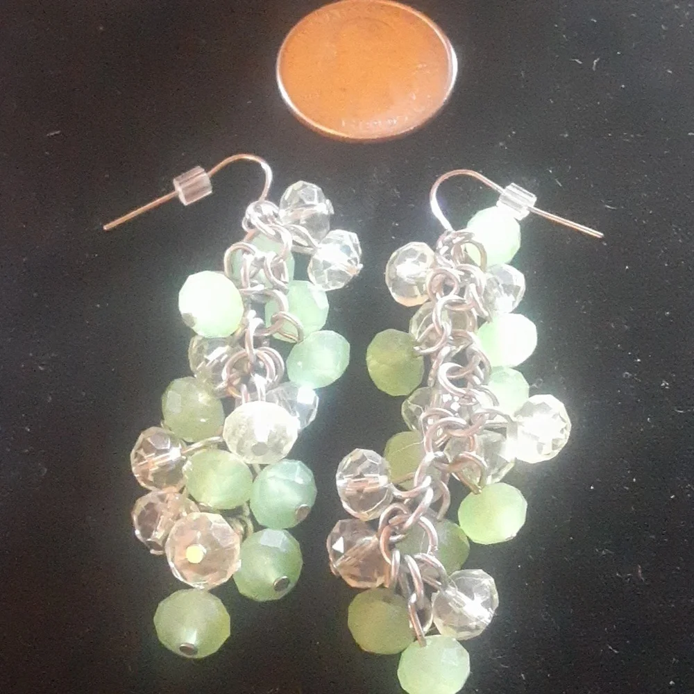 Elegant Green and Clear Dangle Earrings